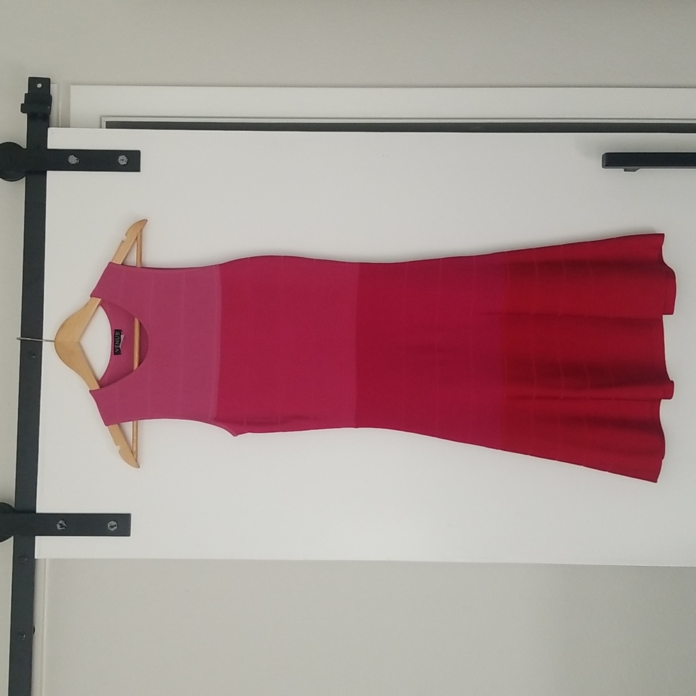 Multi colored pink dress.